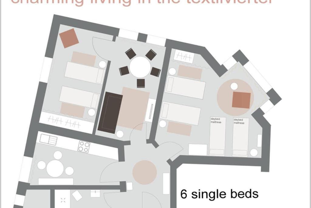 Charmant Leben Im Textilviertel - Stilvolle Wohnung - Zentral Und Ruhig 奥格斯堡 外观 照片